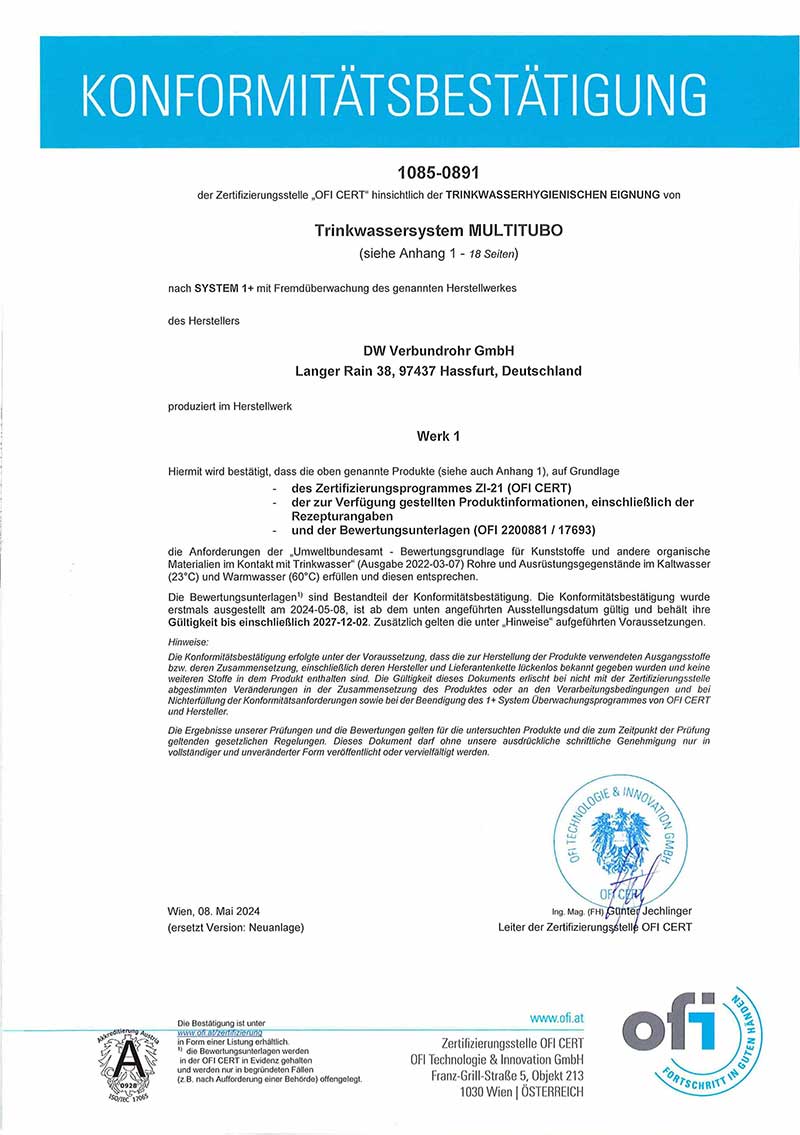 multitubo: certification - ofi